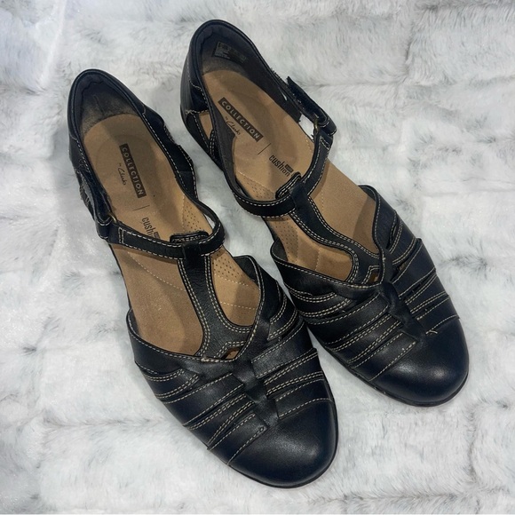 Clark’s Black Leather Women's Shoes size 10 med - Picture 1 of 5